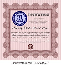 Red Invitation. With complex linear background. Detailed. Sophisticated design. 