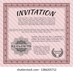 Red Invitation. With complex linear background. Lovely design. Customizable, Easy to edit and change colors. 