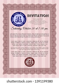 Red Invitation. With complex linear background. Sophisticated design. Customizable, Easy to edit and change colors. 