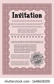 Red Invitation. With complex linear background. Customizable, Easy to edit and change colors. Excellent design. 