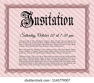 Red Invitation. Cordial design. With complex background. Detailed. 