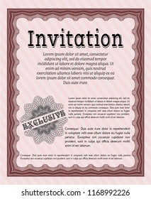Red Invitation. Cordial design. Customizable, Easy to edit and change colors. With linear background. 