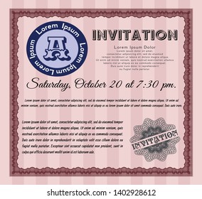 Red Invitation. Cordial design. Customizable, Easy to edit and change colors. With complex background. 