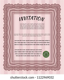 Red Invitation. Customizable, Easy to edit and change colors. With linear background. Retro design. 