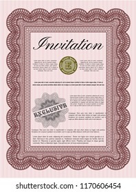 Red Invitation. Customizable, Easy to edit and change colors. Complex background. Elegant design. 