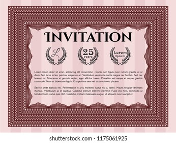 Red Invitation. Customizable, Easy to edit and change colors. With complex background. Nice design. 