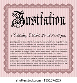 Red Invitation. Customizable, Easy to edit and change colors. With guilloche pattern. Artistry design. 