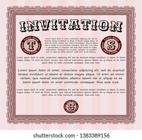 Red Invitation. Customizable, Easy to edit and change colors. With complex linear background. Lovely design. 