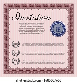 Red Invitation. Customizable, Easy to edit and change colors. Easy to print. Cordial design. 