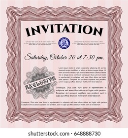 Red Invitation. Customizable, Easy to edit and change colors. With great quality guilloche pattern. Good design. 