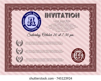 Red Invitation. Customizable, Easy to edit and change colors. Complex background. Lovely design. 