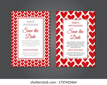 Red Invitation Design with Hearts