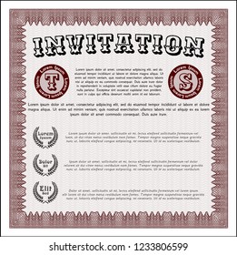 Red Invitation. Detailed. Complex background. Good design. 
