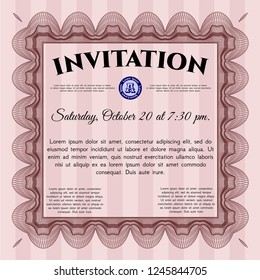 Red Invitation. Detailed. Complex background. Money Pattern design. 