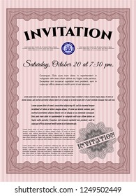 Red Invitation. Detailed. Complex background. Artistry design. 