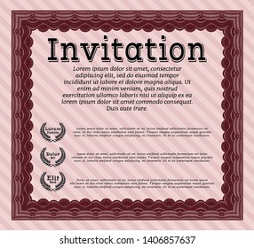 Red Invitation. Detailed. Complex background. Beauty design. 