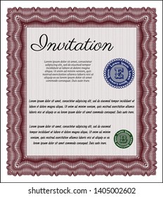 Red Invitation. Detailed. Easy to print. Sophisticated design. 