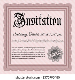 Red Invitation. Detailed. With guilloche pattern and background. Money style design. 