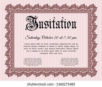 Red Invitation. Detailed. Printer friendly. Cordial design. 