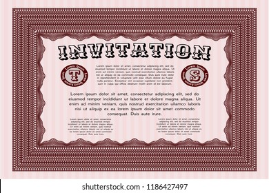 Red Invitation. Detailed. With quality background. Perfect design. 