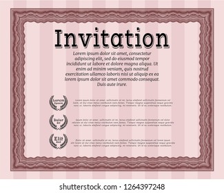 Red Invitation. Easy to print. Artistry design. Vector illustration. 