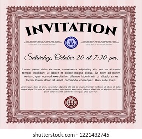 Red Invitation. Easy to print. Vector illustration. Good design. 