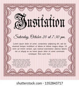 Red Invitation. Easy to print. Vector illustration. Elegant design. 