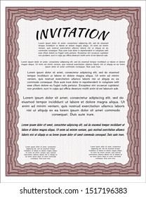 Red Invitation. Easy to print. Vector illustration. Superior design. 