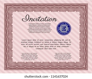  Red Invitation. Elegant design. With background. Customizable, Easy to edit and change colors. 