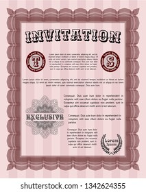 Red Invitation. Elegant design. With complex linear background. Customizable, Easy to edit and change colors. 