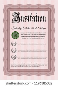 Red Invitation. Elegant design. Easy to print. Detailed. 