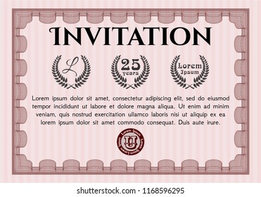 Red Invitation. Elegant design. With linear background. Customizable, Easy to edit and change colors. 