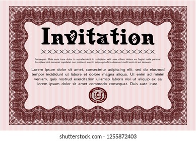 Red Invitation. Elegant design. Printer friendly. Customizable, Easy to edit and change colors. 