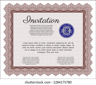 Red Invitation. Excellent design. With linear background. Detailed. 
