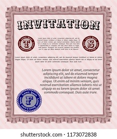 Red Invitation. Excellent design. Vector illustration. With complex background. 