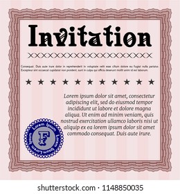 Red Invitation. Good design. Easy to print. Vector illustration. 
