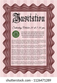 Red Invitation. With guilloche pattern and background. Customizable, Easy to edit and change colors. Money Pattern design. 