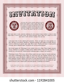 Red Invitation. With guilloche pattern. Detailed. Sophisticated design. 