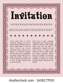 Red Invitation. With guilloche pattern. Detailed. Elegant design. 