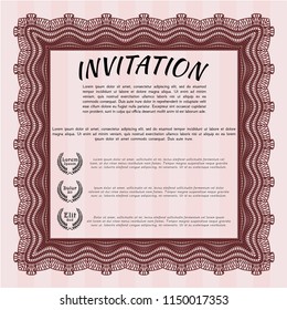 Red Invitation. With guilloche pattern. Excellent design. Vector illustration. 
