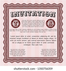 Red Invitation. With guilloche pattern. Good design. Detailed. 