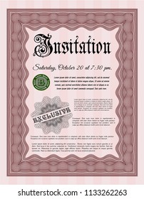 Red Invitation. With guilloche pattern. Nice design. Customizable, Easy to edit and change colors. 