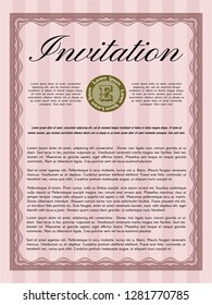 Red Invitation. With guilloche pattern. Nice design. Vector illustration. 