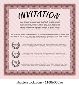 Red Invitation. With guilloche pattern. Vector illustration. Money Pattern design. 