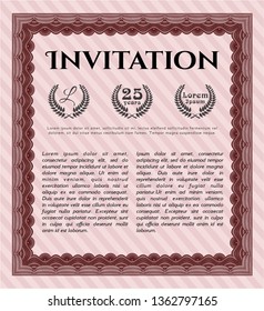 Red Invitation. With linear background. Customizable, Easy to edit and change colors. Beauty design. 