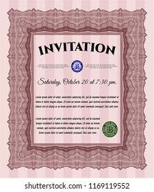 Red Invitation. With linear background. Detailed. Sophisticated design. 