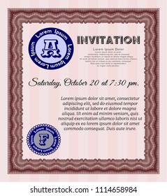 Red Invitation. Lovely design. Customizable, Easy to edit and change colors. With linear background. 