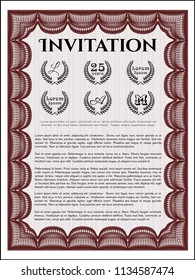 Red Invitation. Lovely design. Customizable, Easy to edit and change colors. With linear background. 