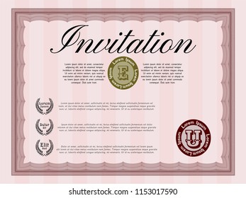 Red Invitation. Lovely design. Customizable, Easy to edit and change colors. With linear background. 
