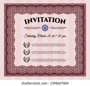 Red Invitation. Lovely design. Customizable, Easy to edit and change colors. With linear background. 